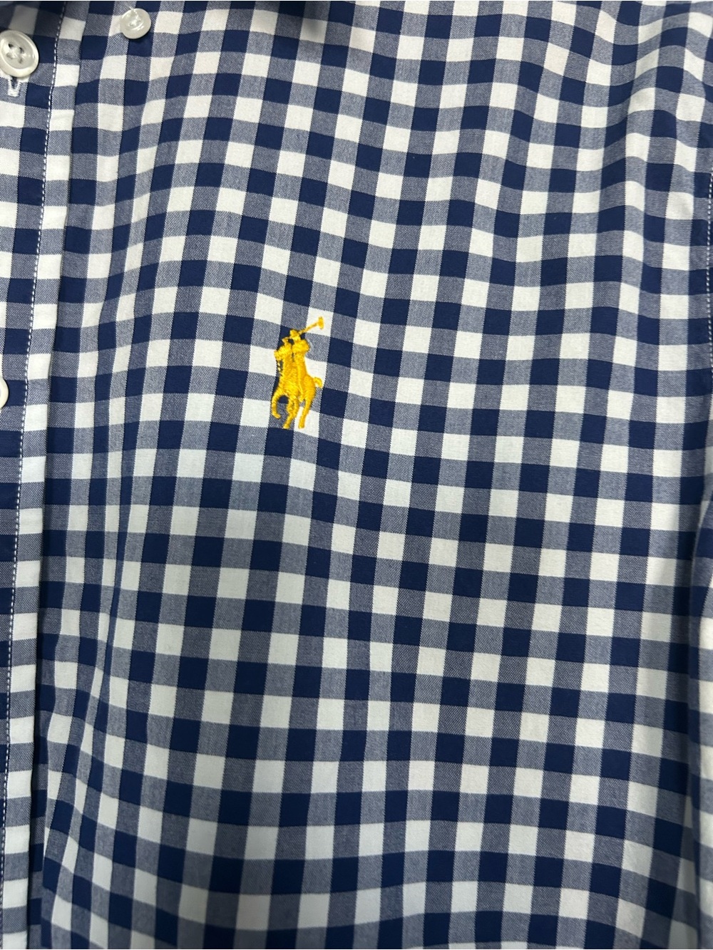 Ralph Lauren Navy and White Gingham Button-Up Shirt - Picture 3 of 8